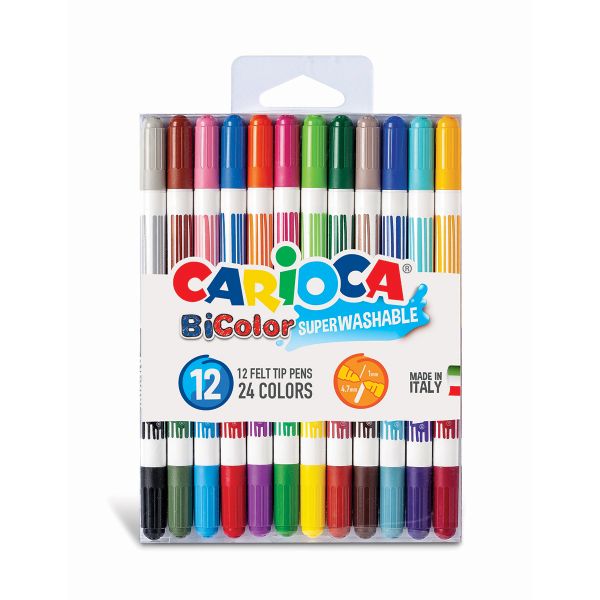 Фломастеры двусторонние BiColor 24 цв 12 шт, ассорти 42265, Carioca