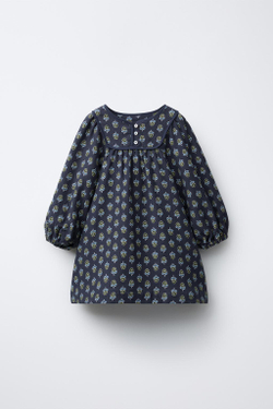 ZARA ПЛАТЬЕ С ЦВЕТОЧНЫМ ПРИНТОМ, СИНИЙ