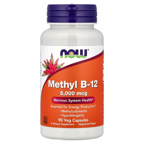 NOW Foods, метил B12, 5000 мкг, 90 вегетарианских капсул
