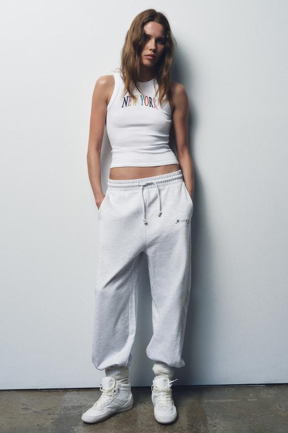 ZARA БРЮКИ В СТИЛЕ ПРЕППИ, СЕРЫЙ МЕЛАНЖ