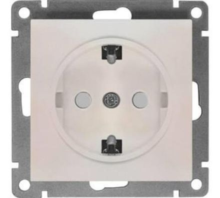 Розетка одноместная "UNIVersal" серия "Афина"с/з, с/у, 16А, 220В, жемчуг (еврослот) (HU2311)