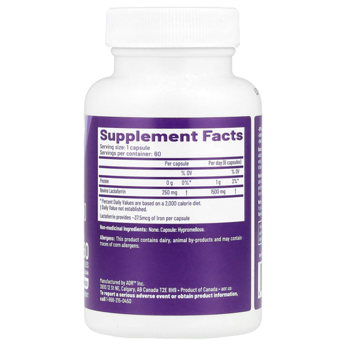 Advanced Orthomolecular Research AOR, Лактоферрин-250, 60 растительных капсул
