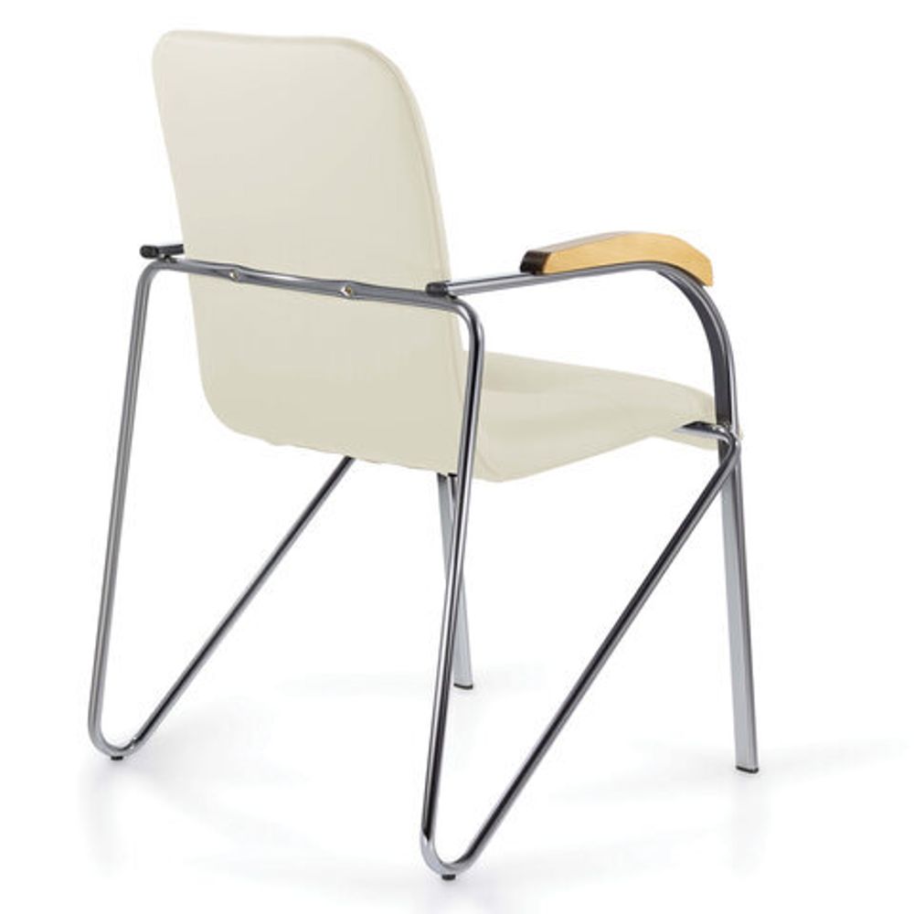 Кресло для приемных и переговорных BRABIX "Samba CF-103", хром, бук (D-1), к/з бежевый, собрано, 532757