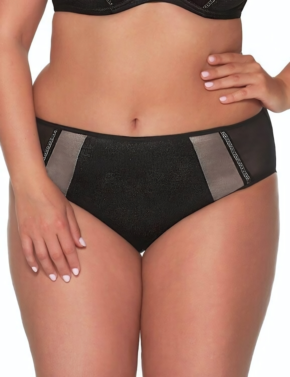 Трусики-слипы с серебристым декором (Размер: XXXL) (Цвет: черный)