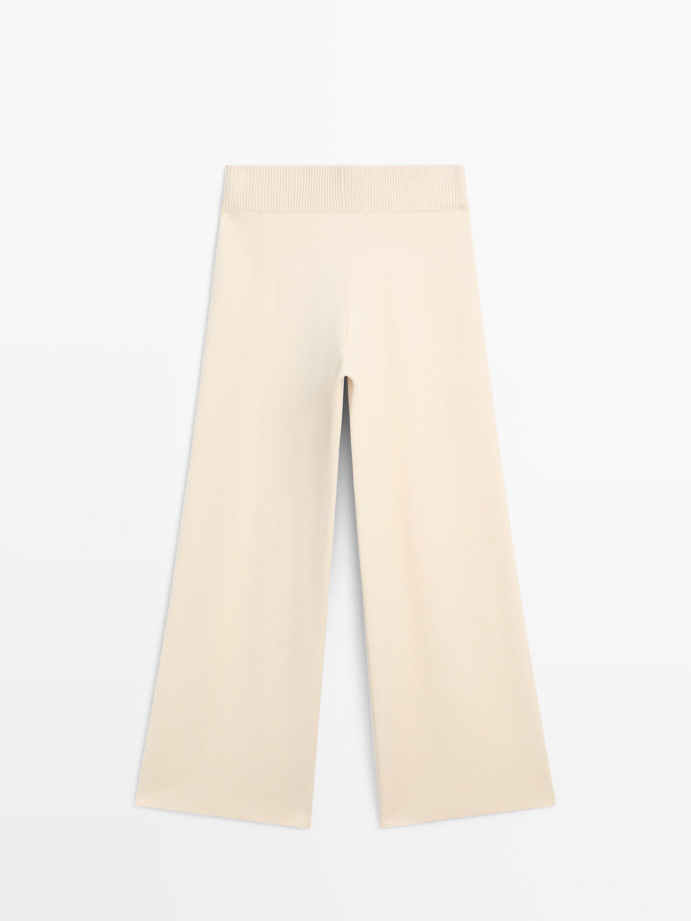 Massimo Dutti Широкие трикотажные брюки с декоративными швами, бежевый