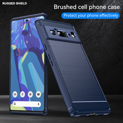 Мягкий чехол синего цвета в стиле карбон для Google Pixel 6 Pro, серии Carbon от Caseport