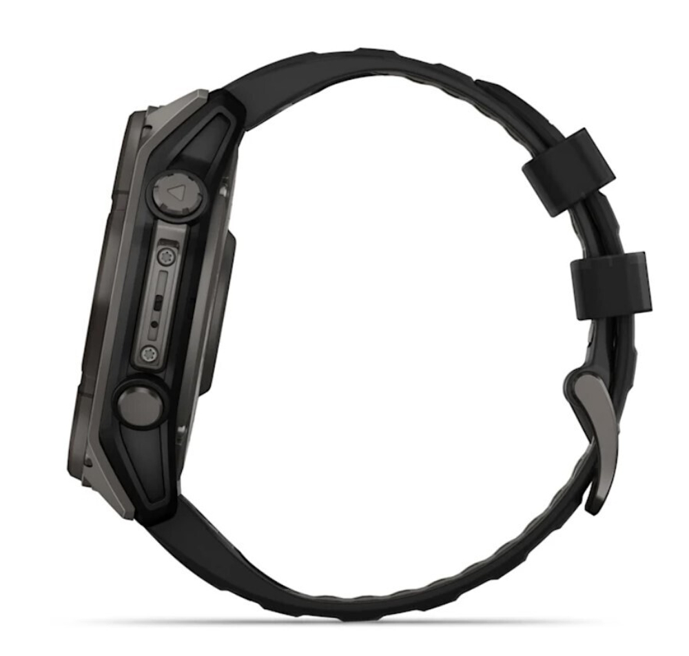 Умные часы Garmin Fenix 8, 51 мм, Solar, Sapphire Carbon Gray DLC Titanium with Black/Pebble Gray Silicone