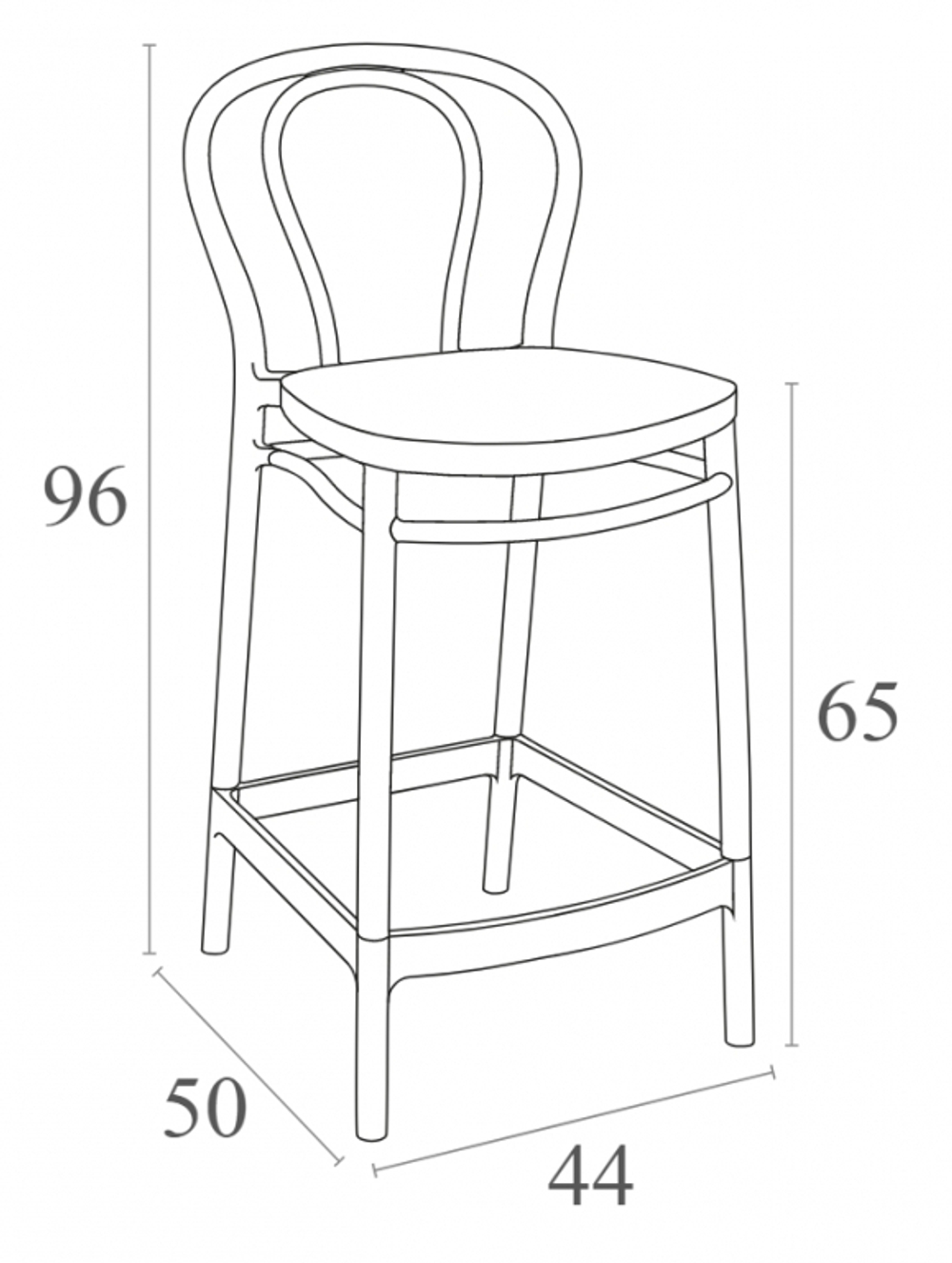 Стул пластиковый полубарный Siesta Contract Victor Bar 65, оливковый