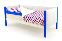 Детская кровать-тахта мягкая с бортиком Бельмарко Svogen сине-белый