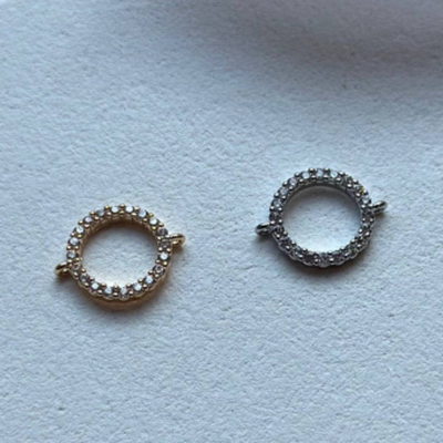 17555-р Коннектор "Круг" с циркониями 10мм, родий