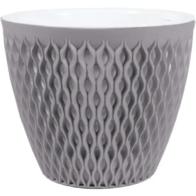 Кашпо для цветов пластиковое 3л d-17,1см «Версаль» Серый жемчуг