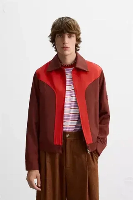 ZARA Х HARRY LAMBERT КУРТКА В СТИЛЕ КОЛОР-БЛОК, КРАСНЫЙ