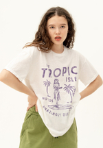 Футболка со спущенным плечом Bowery NYC "Tropic Isle" Optic White