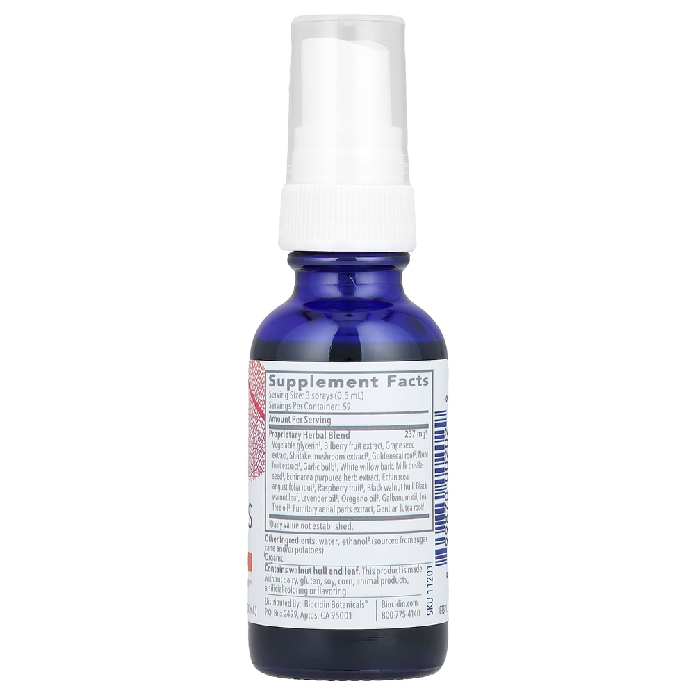 Biocidin Botanicals, Biocidin® TS, ежедневный травяной спрей для горла, 30 мл (1 жидк. унция)
