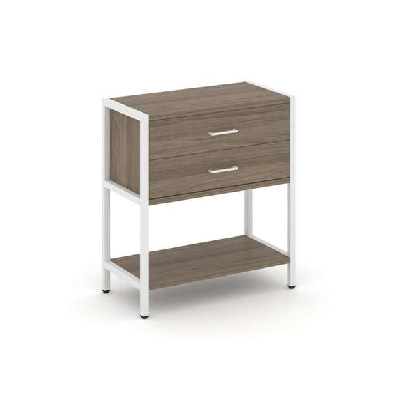 Shelf System Односекционный стеллаж двухярусный с ящиками SN.STM-212 Вяз Благородный/Металл Белый 81