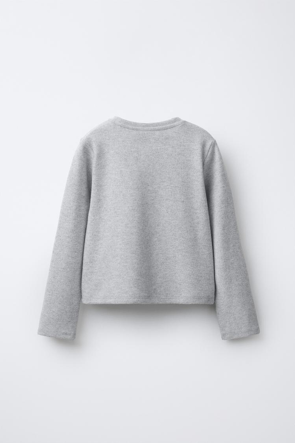 ZARA ЛОНГСЛИВ SOFT TOUCH С БАНТАМИ И БУСИНАМИ, ЖЕМЧУЖНО-СЕРЫЙ