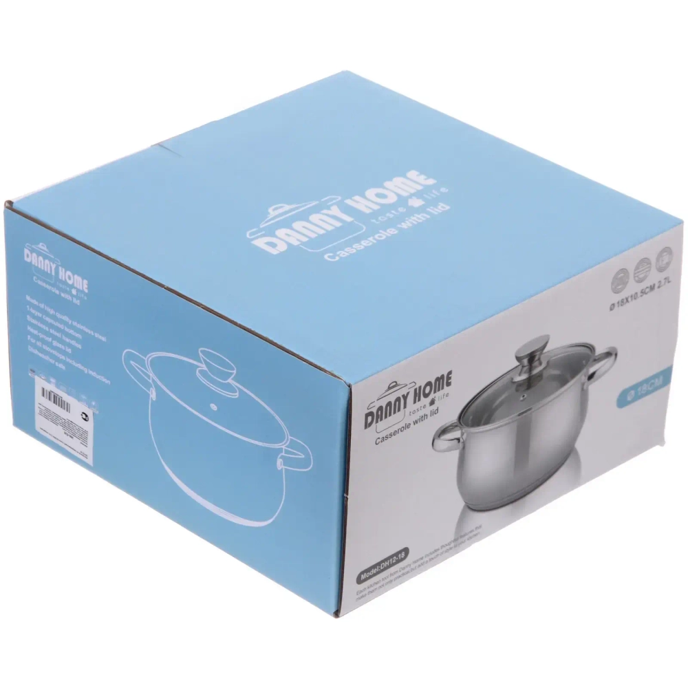 Кастрюля из нержавеющей стали OLIVIA 2,7л, индукция, DH12-18