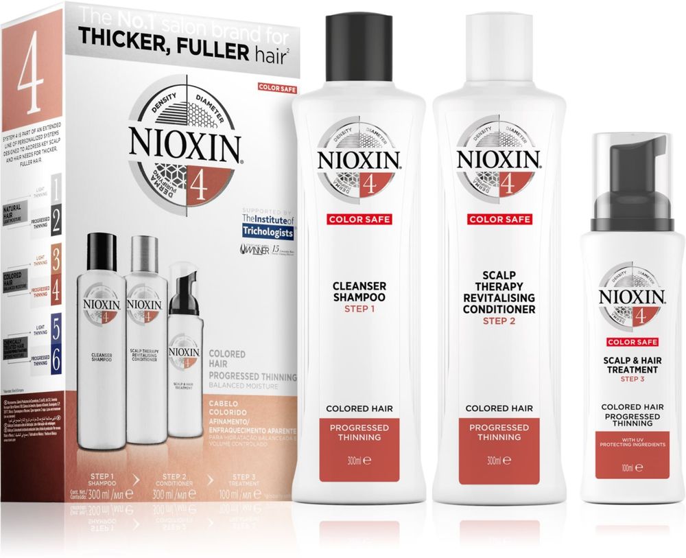 Nioxin purifying shampoo 300 мл + revitalising conditioner for scalp 300 мл + care for hair and scalp 100 мл System 4 Color Safe