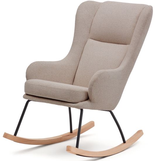 Maustin Кресло-качалка из бежевой овчины со стальной конструкцией и деревом бука