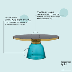 Столик кофейный odd, D75 см, черный/голубой