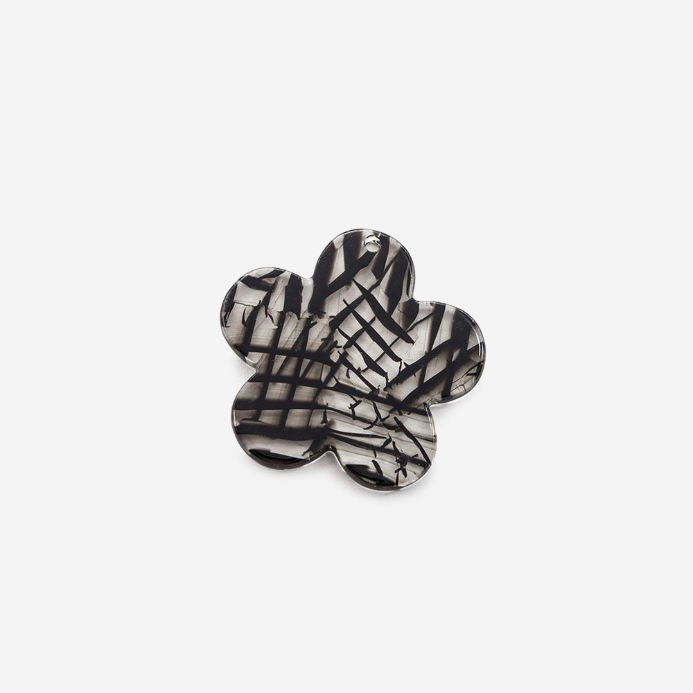 Подвеска "Цветок", 29мм, черный акрил