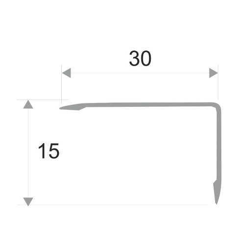Алюминиевый угол без отверстий ПН-30х15 2700 мм