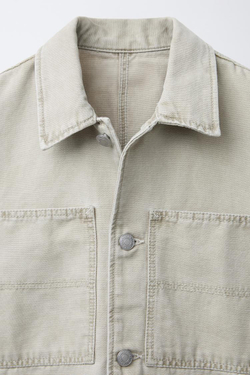 ZARA ХОЛЩОВАЯ КУРТКА-РУБАШКА, ПЕСОЧНЫЙ