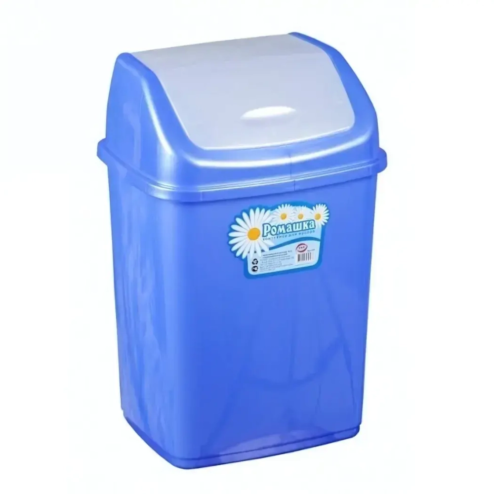 Ведро для мусора»Ромашка»5л с перекидным верхом Эльфпласт) (Р)