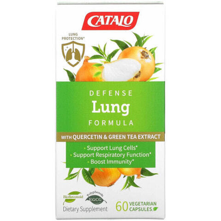 Антиоксиданты Catalo Naturals, Формула Defense Lung с кверцетином и экстрактом зеленого чая, 60 вегетарианских капсул