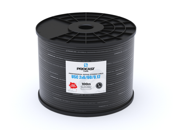 PROCAST cable USC 2*6/60/0,12 - профессиональный инсталляционный двухканальный (стерео) сигнальный кабель