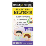 Mason Natural, мелатонин для детей от 4 лет, с фруктовым вкусом, 60 таблеток (500 мкг в 1 таблетке)