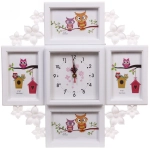 Фоторамка-коллаж 42*43см «Вьюнок», цвет белый, на 4 фото, пластик, с часами