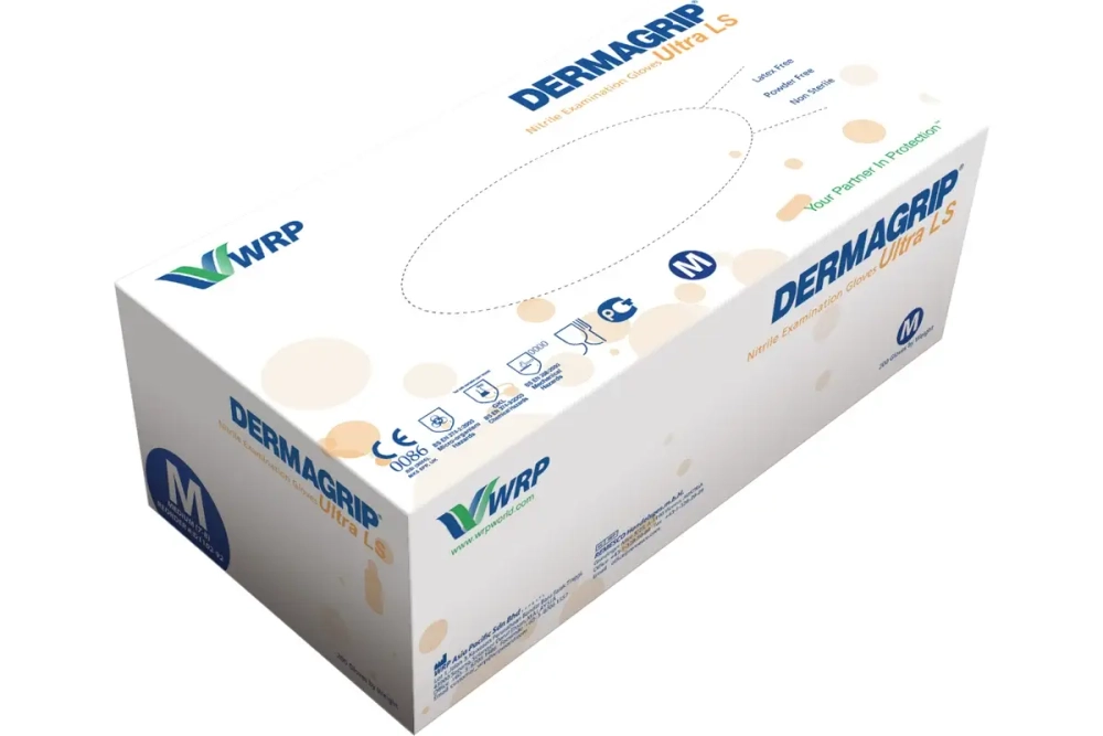 Смотровые перчатки DERMAGRIP ULTRA LS, нитрил, 200 штук