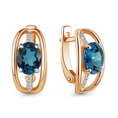 942919к Серьги из Золота с бриллиантами, топазами лондон блю из коллекции "Breeze"