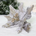 Украшение новогоднее «Пуансеттия - Нежность» 25 см, Серебро