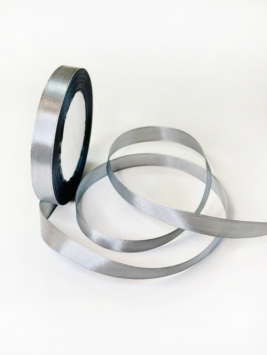 Атласная лента 12 мм (25 ярд)  цвет серый