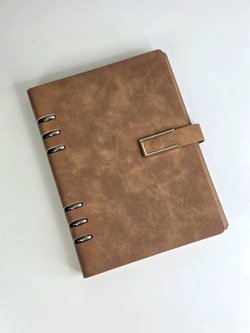 Блокнот органайзер А5 на кольцах 96 л. на магните в линейку коричневый (5919-2)