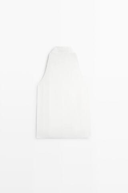 Massimo Dutti Топ из струящегося смесового льна с горловиной халтер, белый
