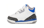 Baby Jordan Air Jordan 3 Retro Racer Blue Comfortable middle-help toddler shoes White and Blue