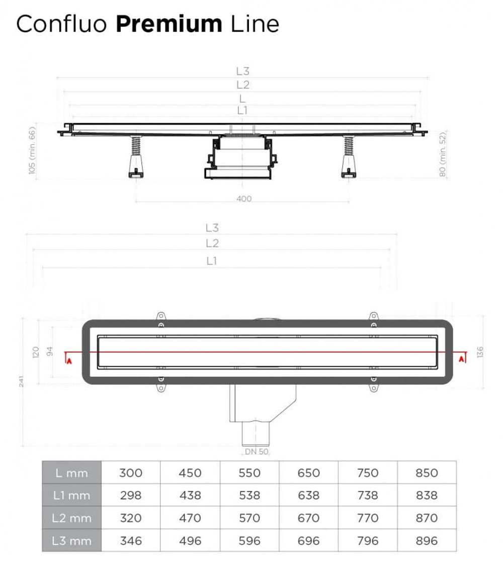 Душевой лоток Pestan Confluo Premium Line 450 мм