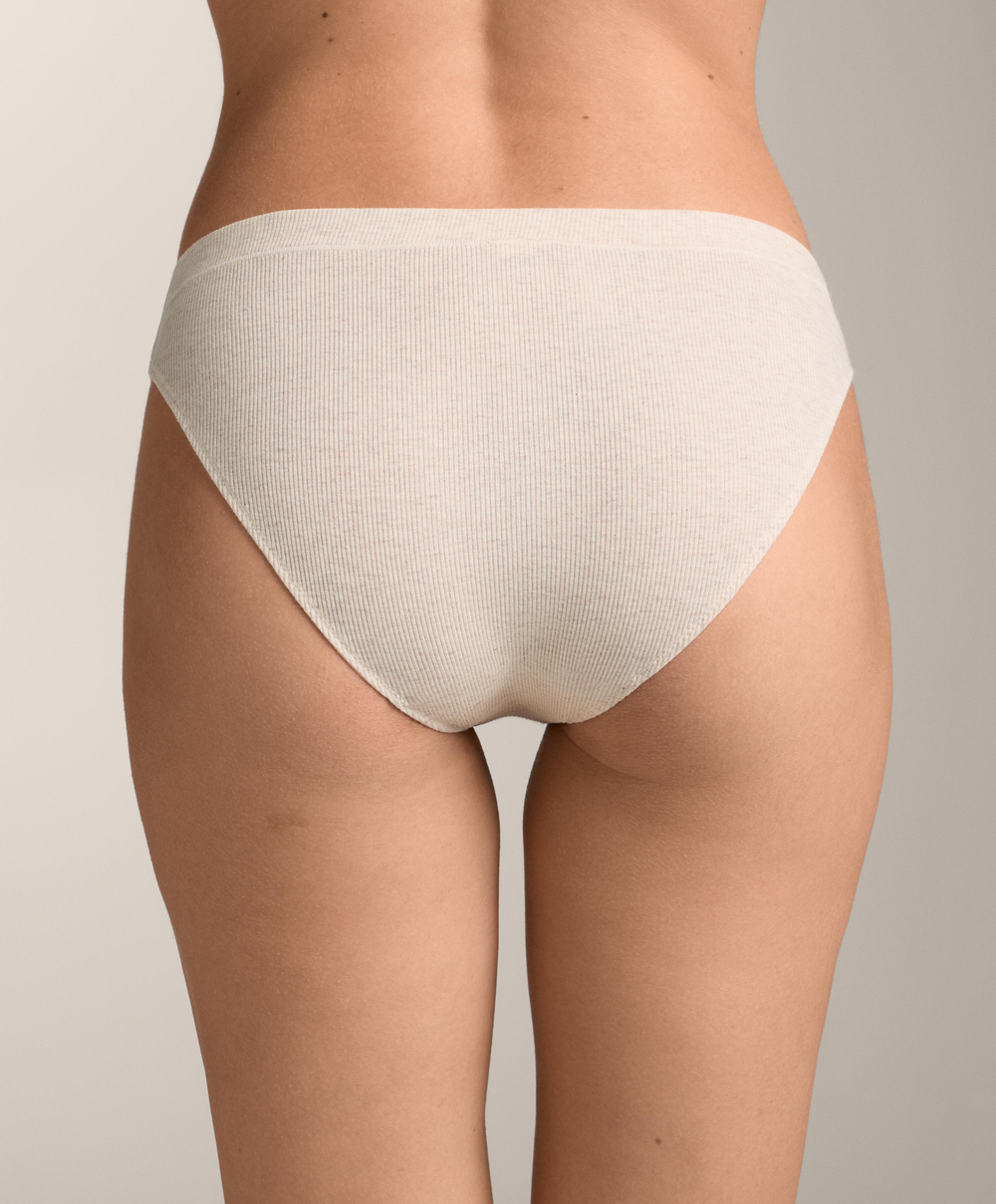 OYSHO Набор из двух классических трусиков из хлопковой смеси в рубчик с логотипом, салатовый