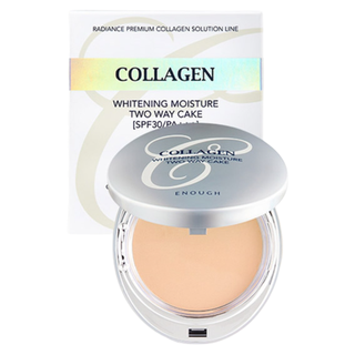 Enough Пудра с коллагеном со сменным блоком сияющая - Collagen whitening moisture twoway cake#13,13г