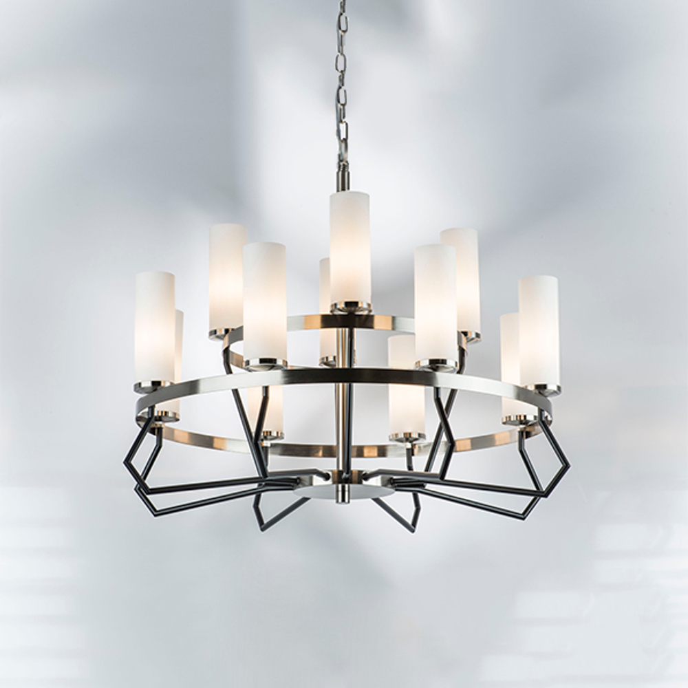 723125 Люстра FLUME 12х40W E14 ЧЕРНЫЙ МАТОВЫЙ/НИКЕЛЬ