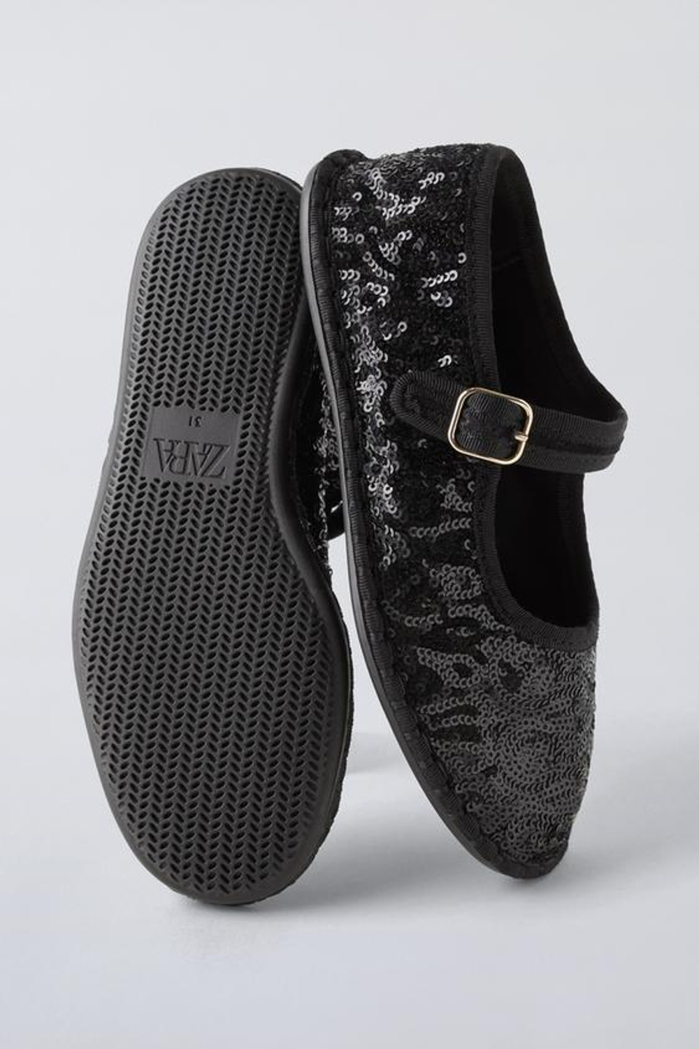 ZARA БАЛЕТКИ С ПАЙЕТКАМИ, ЧЕРНЫЙ