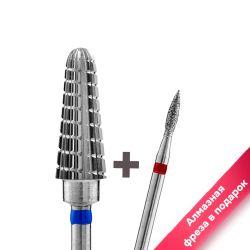 Твердосплавная фреза Тайфун Ирма Конус закругленный, синяя, 6мм