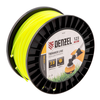 Леска для триммера круглая, 3,0мм х 123м, на DIN катушке FLEX CORD,  Denzel