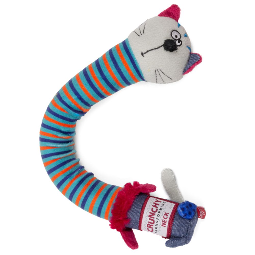 Gigwi CRUNCHY NECK игрушка для собак кот с хрустящей шеей и пищалкой 32 см