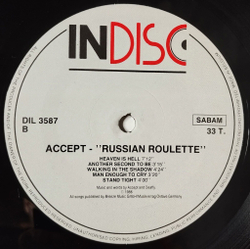Винтажная виниловая пластинка LP Accept Russian Roulette (Бельгия 1986)