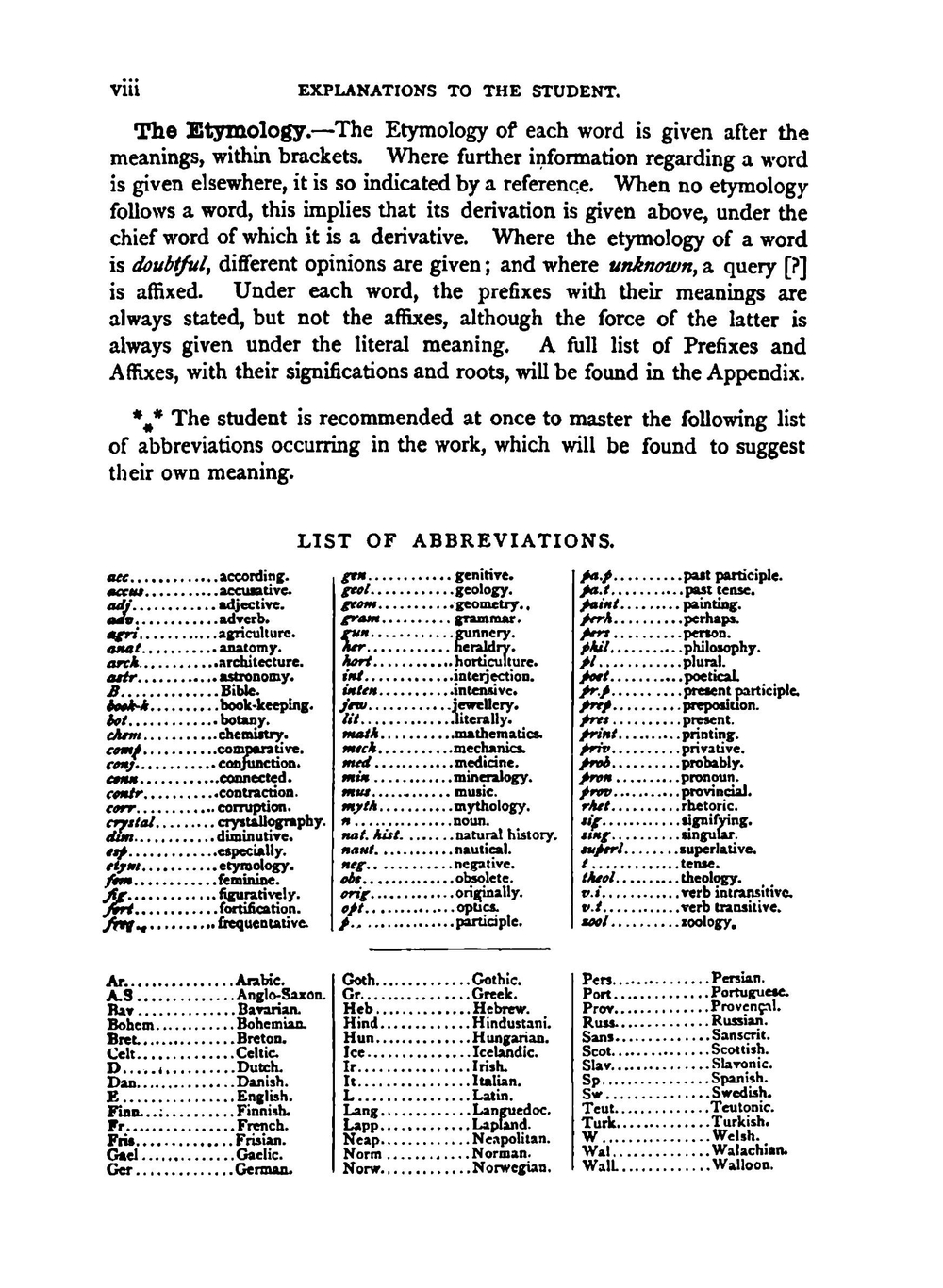 Etymological Dictionary of the English Language | W. Chambers