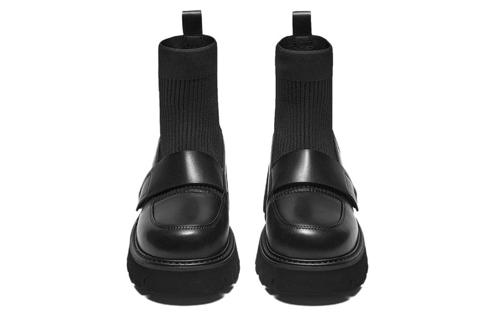 BASTO Cow Leather Ankle Boots 5.5cm Women"s Black